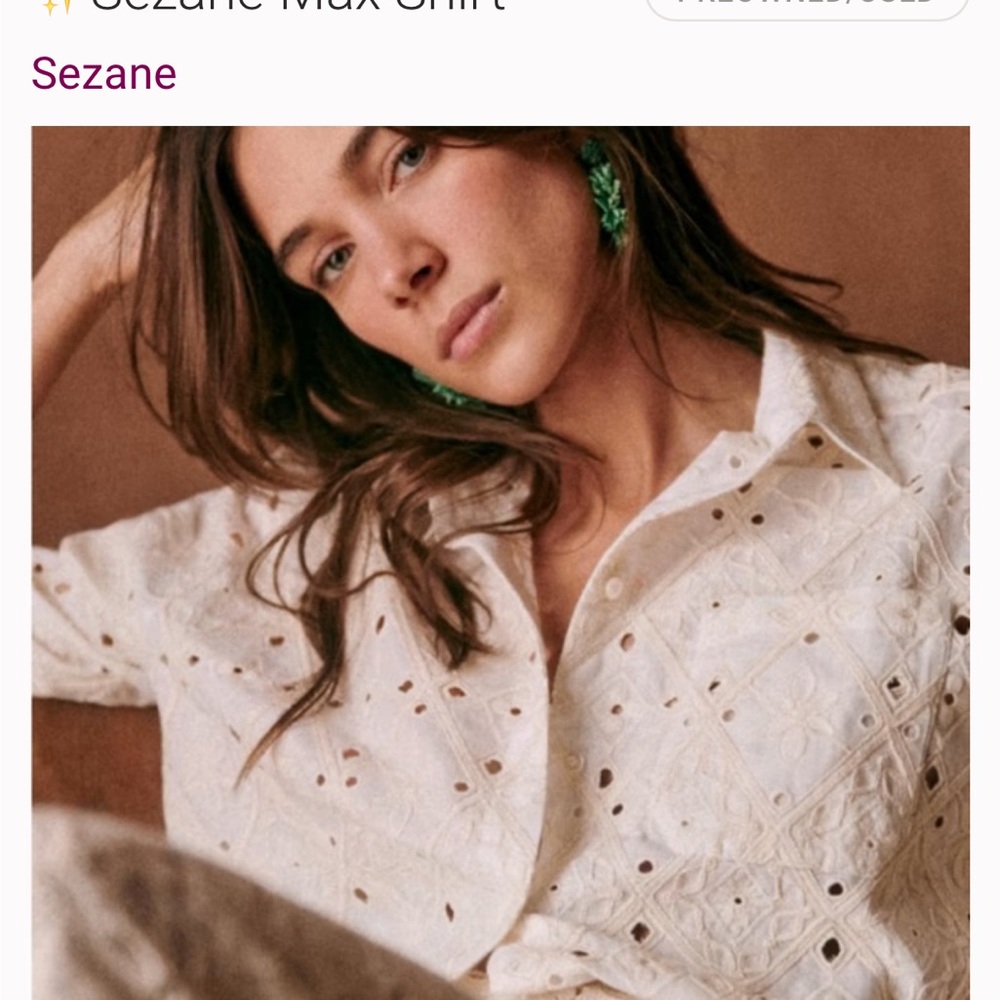 Sezane White Eyelet Blouse